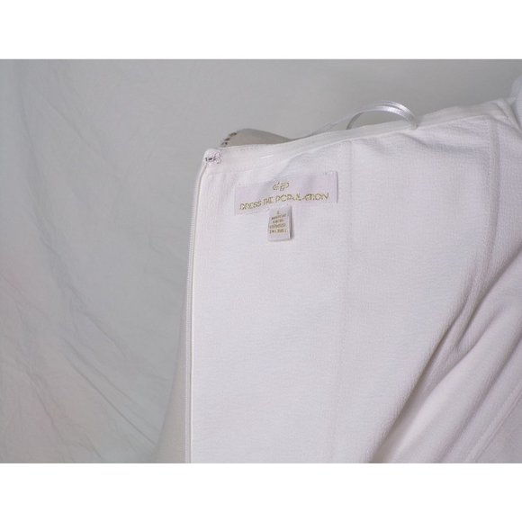 DRESS THE POPULATION Bailey Off Shoulder Body-Con Dress Large 8-10 Off-White NEW - Picture 7 of 7